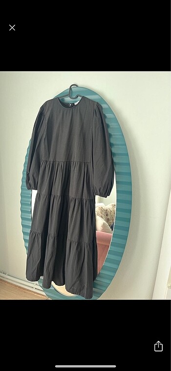 hoopstore siyah poplin elbise