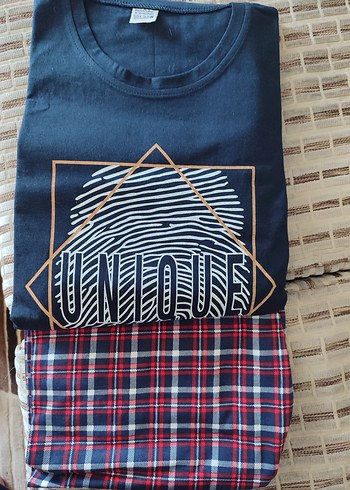 Erkek Lacivert uzun Kollu Pamuklu yazlık Pijama Takımı