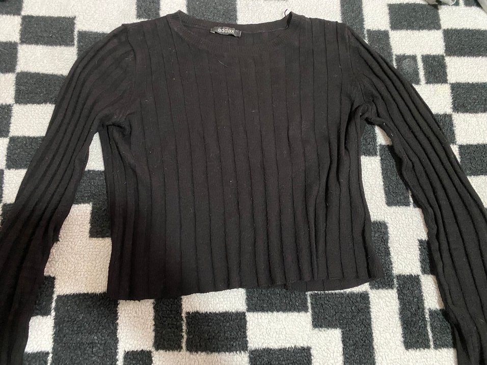 Siyah uzun kollu crop - Görsel 2