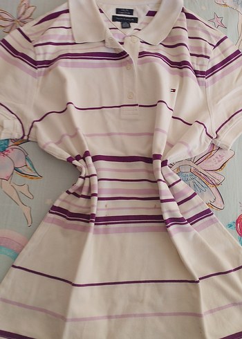 Tommy Hilfiger pembe Çizgili Düğmeli Kadın Gömlek