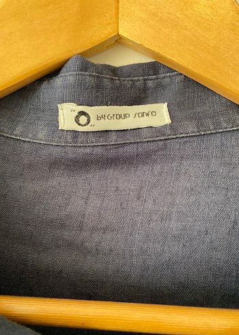 Düğmeli Gri Kadın Keten Gömlek - Görsel 3