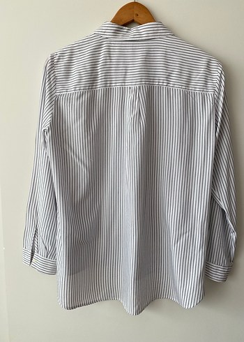 Gri Çizgili Uzun Kollu Keten Gömlek - Görsel 3