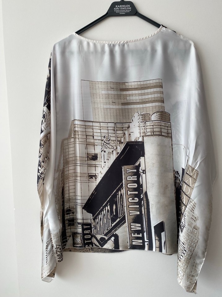 ÇBaskılı Vintage Salaş Bluz - Görsel 3