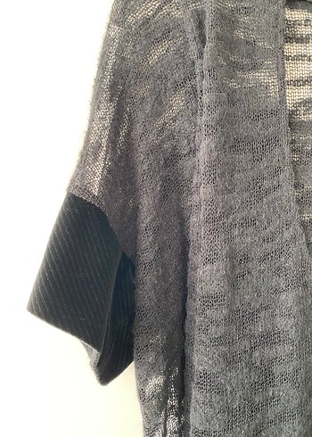 Gri V Yaka Kısa Kollu Triko Kadın Kazak - Görsel 2