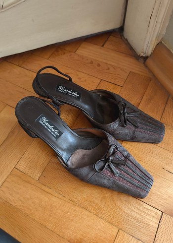 Kahverengi Nakışlı Bohem Stiletto Kadın Ayakkabı