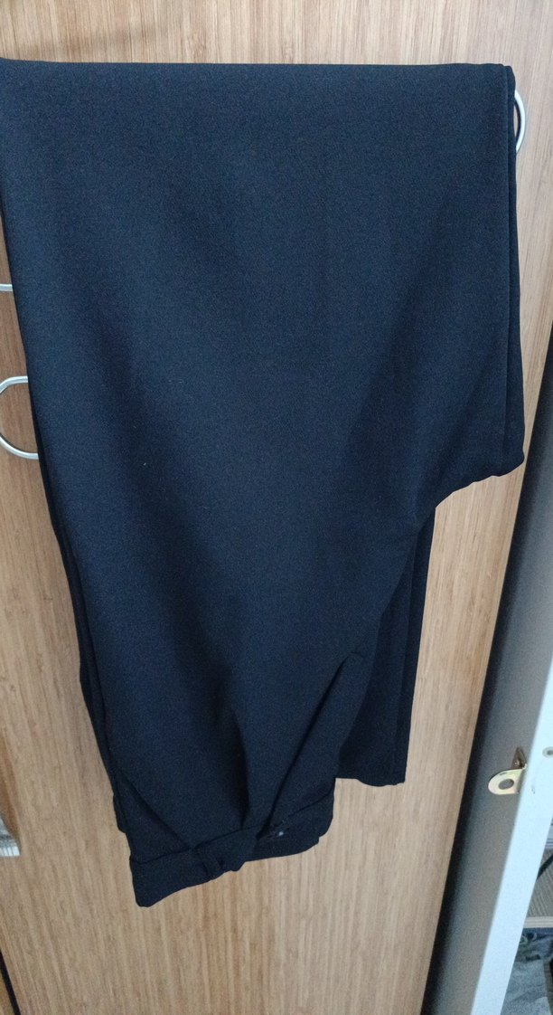 Siyah Kadın Kumaş Pantolon Elastik Bel - Görsel 2