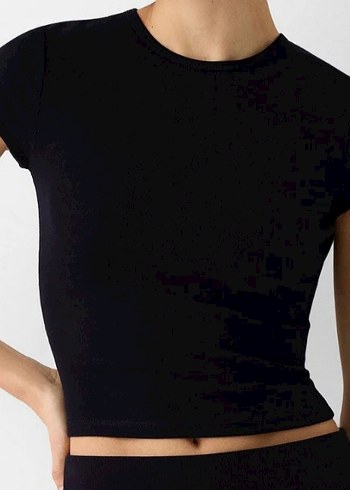 Siyah ve lacivert Kısa Kollu Crop - Görsel 2