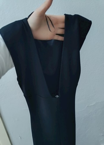 Siyah Drapeli Kadın Uzun Elbise - Görsel 3