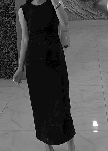 Siyah Drapeli Kadın Uzun Elbise - Görsel 2