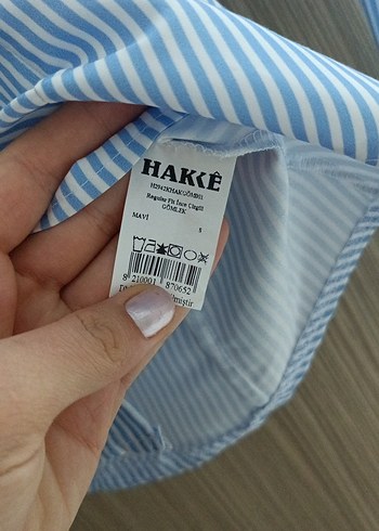 Mavi Çizgili Pamuklu Kadın Gömlek - Görsel 2