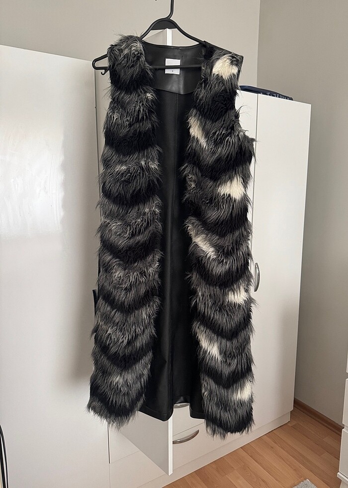 Uzun yelek kürklü kuşaklı - Görsel 2