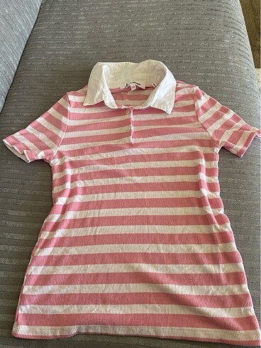 Koton pembe polo yaka tshirt çizgili