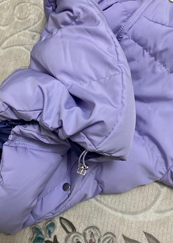 Mor Kapüşonlu Kadın Kışlık Mont - Görsel 4