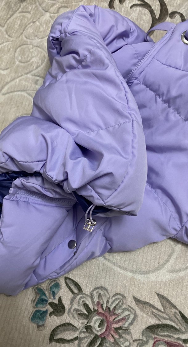 Mor Kapüşonlu Kadın Kışlık Mont - Görsel 4