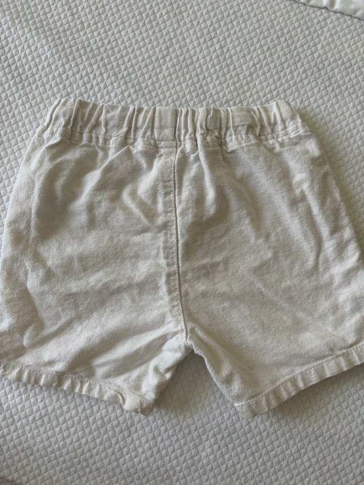 Erkek çocuk Beyaz Keten Rahat Kesim Şort - Görsel 3