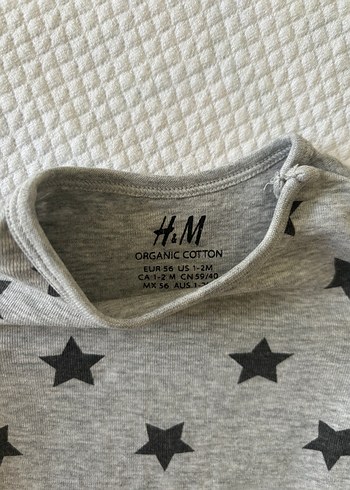 H&M Yıldız Desenli Gri Bebek Body