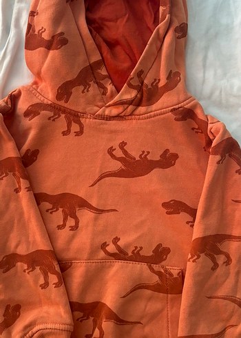 Kapüşonlu Dinozor Baskılı Sweatshirt