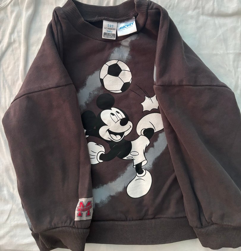 Gri Mickey Mouse Futbol Baskılı Sweatshirt - Görsel 3