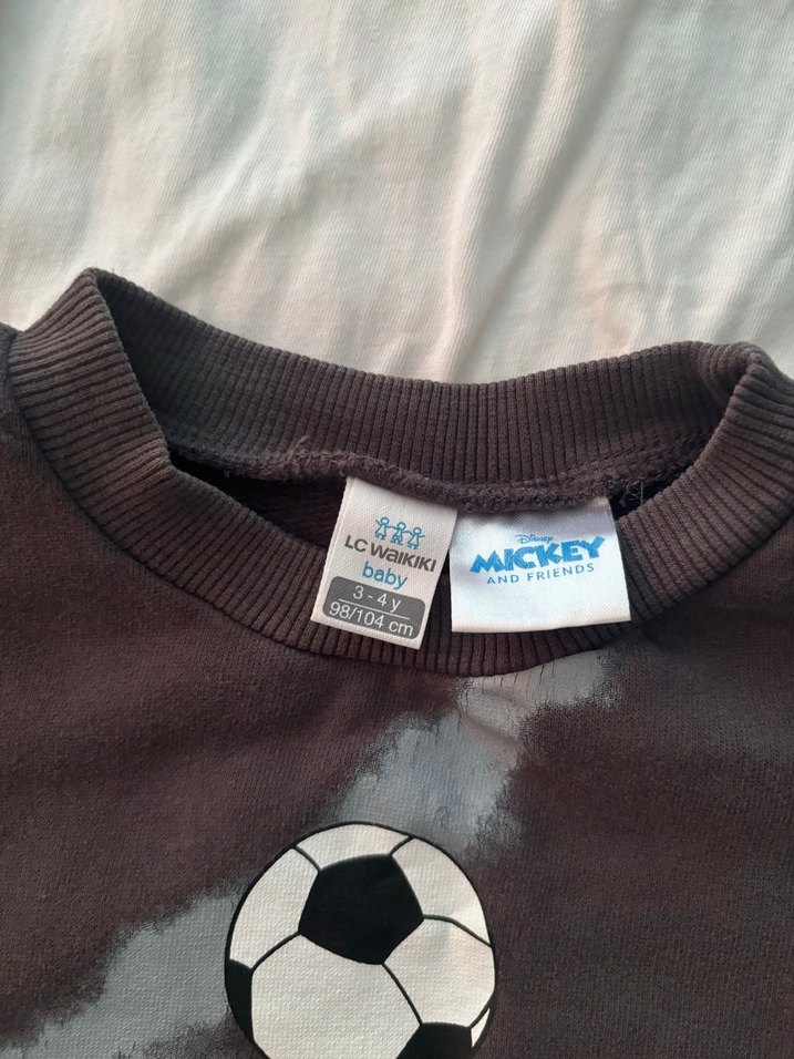 Gri Mickey Mouse Futbol Baskılı Sweatshirt - Görsel 2