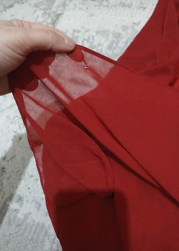 Bordo Drapeli Uzun Abiye Elbise - Görsel 7