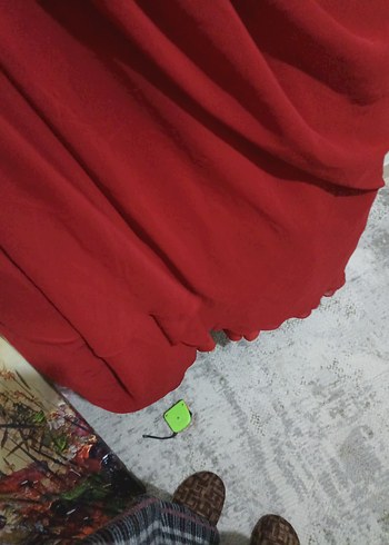 Bordo Drapeli Uzun Abiye Elbise - Görsel 4