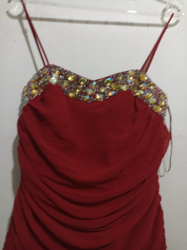 Bordo Drapeli Uzun Abiye Elbise - Görsel 2