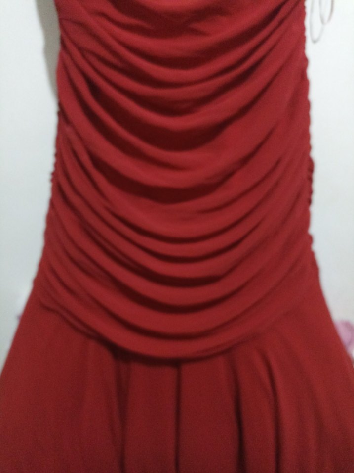 Bordo Drapeli Uzun Abiye Elbise - Görsel 3