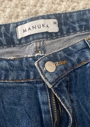 Diğer MANUKA Gri Tonlu Mavi Geniş Kesim Midi Denim Kadın Pantolon