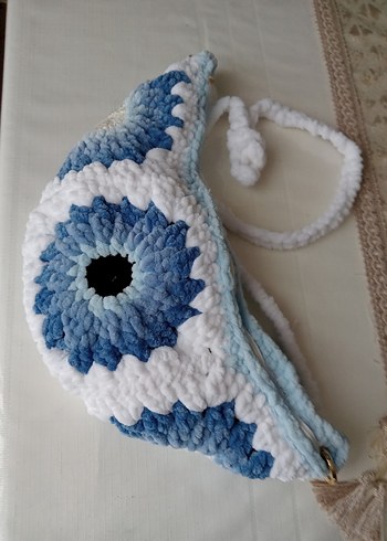 Mavi Örgü Bel Çantası - Görsel 3