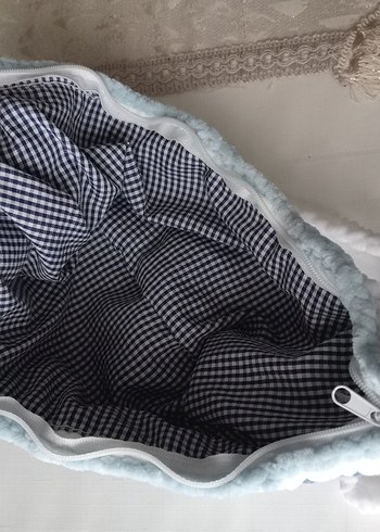 Mavi Örgü Bel Çantası - Görsel 6