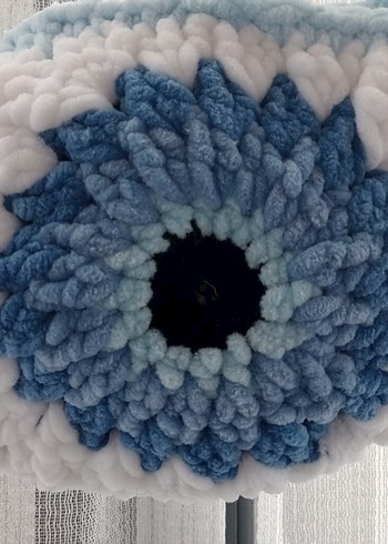 Mavi Örgü Bel Çantası - Görsel 7