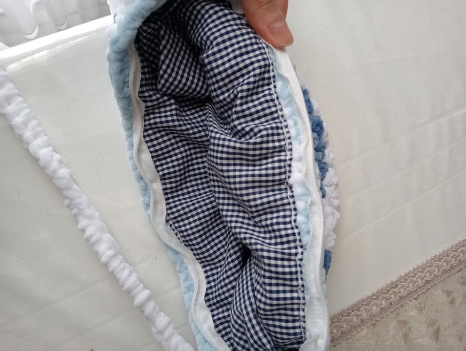 Mavi Örgü Bel Çantası - Görsel 5