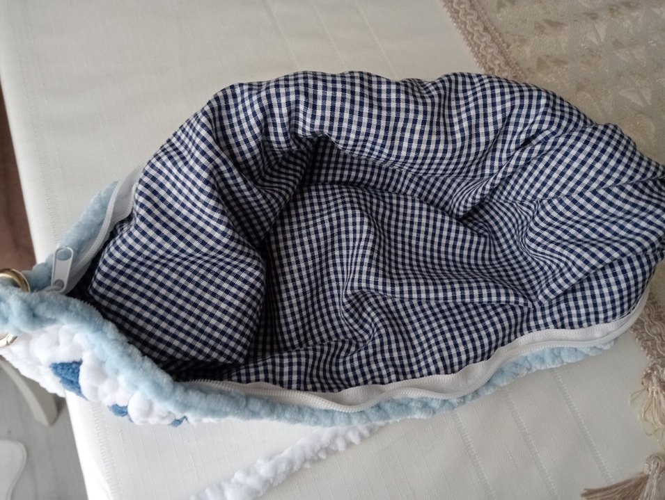 Mavi Örgü Bel Çantası - Görsel 4