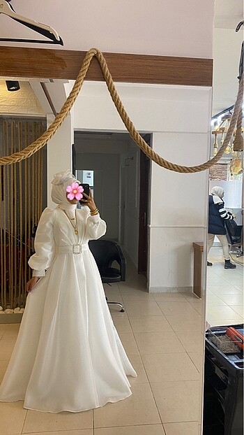 38 Beden beyaz Renk Tesettür nikah elbisesi
