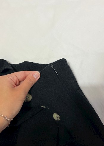 38 Beden siyah Renk Düğmeli Siyah Mini Şort Etek