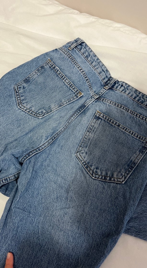 Yırtık Detaylı Mavi Kadın Denim Pantolon - Görsel 3