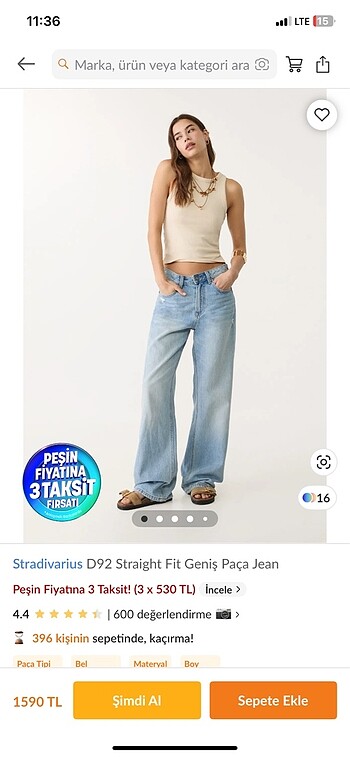Stradivarius stradivarius d92 geniş paça jean