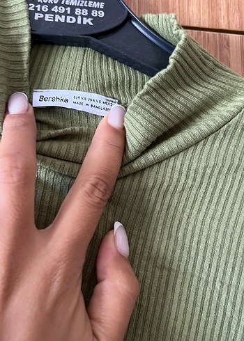 Bershka Uzun Kol Drapeli Yeşil Elbise