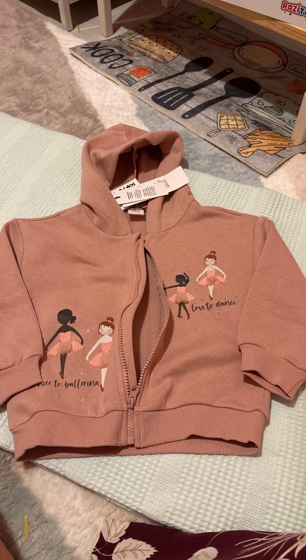 Kız Bebek Kapüşonlu Fermuarlı Sweatshirt - Görsel 2