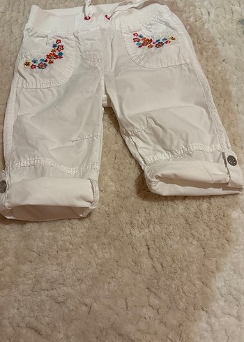 Nakışlı Beyaz Bol Kesim Kız Pantolonu - Görsel 5