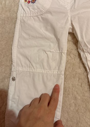 Nakışlı Beyaz Bol Kesim Kız Pantolonu - Görsel 3