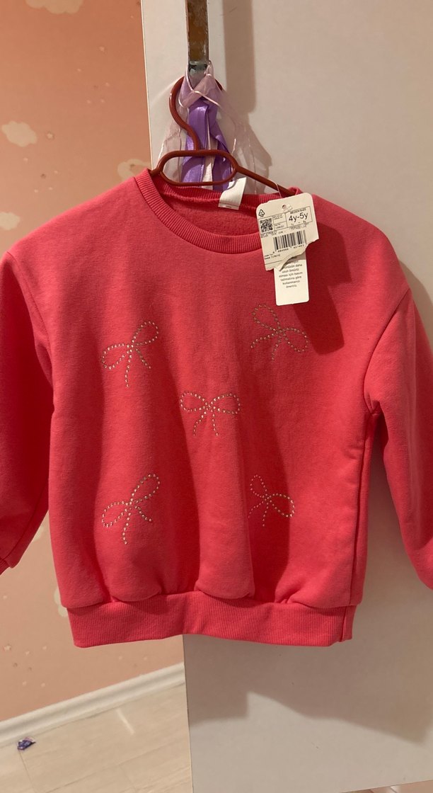 LCW Kids Pembe Kurdele Baskılı Kız Sweatshirt - Görsel 2