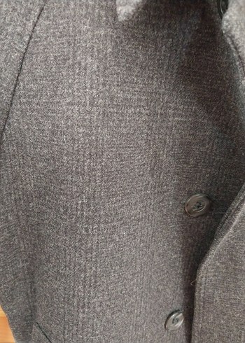 Düğmeli Gri Yün Erkek Kaban palto - Görsel 5