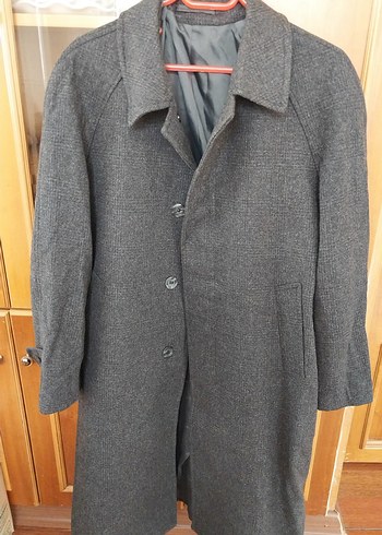 Düğmeli Gri Yün Erkek Kaban palto - Görsel 4