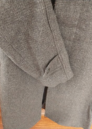 Düğmeli Gri Yün Erkek Kaban palto - Görsel 6