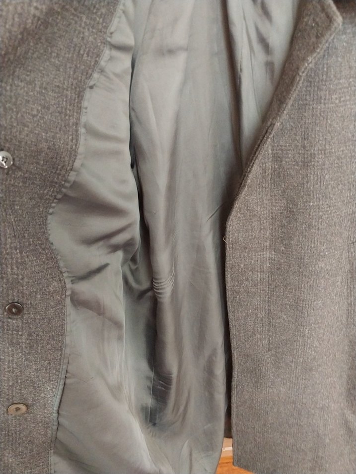 Düğmeli Gri Yün Erkek Kaban palto - Görsel 2