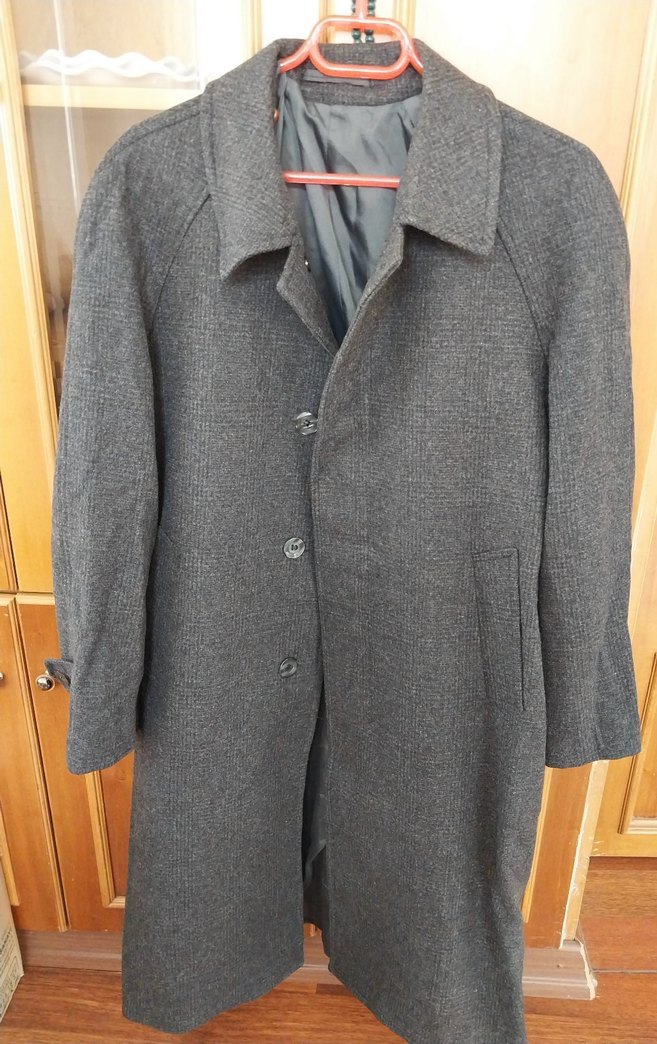 Düğmeli Gri Yün Erkek Kaban palto - Görsel 4