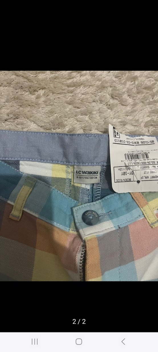 Erkek Çocuk Renkli Kareli Kemerli Şort - Görsel 2