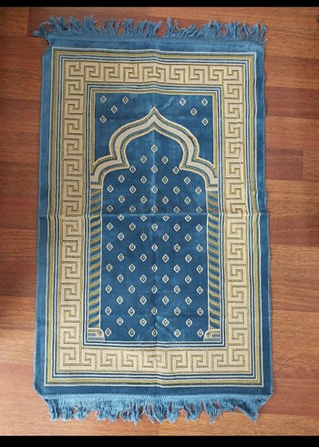 İşlemeli Koyu Mavi Geleneksel Halı seccadeler - Görsel 2