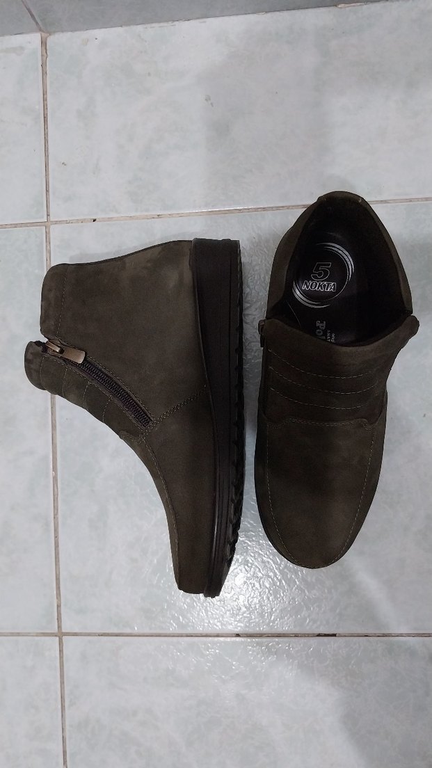 5 Nokta Haki renk Süet Kadın Dolgu Topuklu Bot - Görsel 3